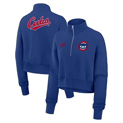 Women's Nike Royal Chicago Cubs Cooperstown Collection Phoenix Fleece Half-Zip Sweatshirt