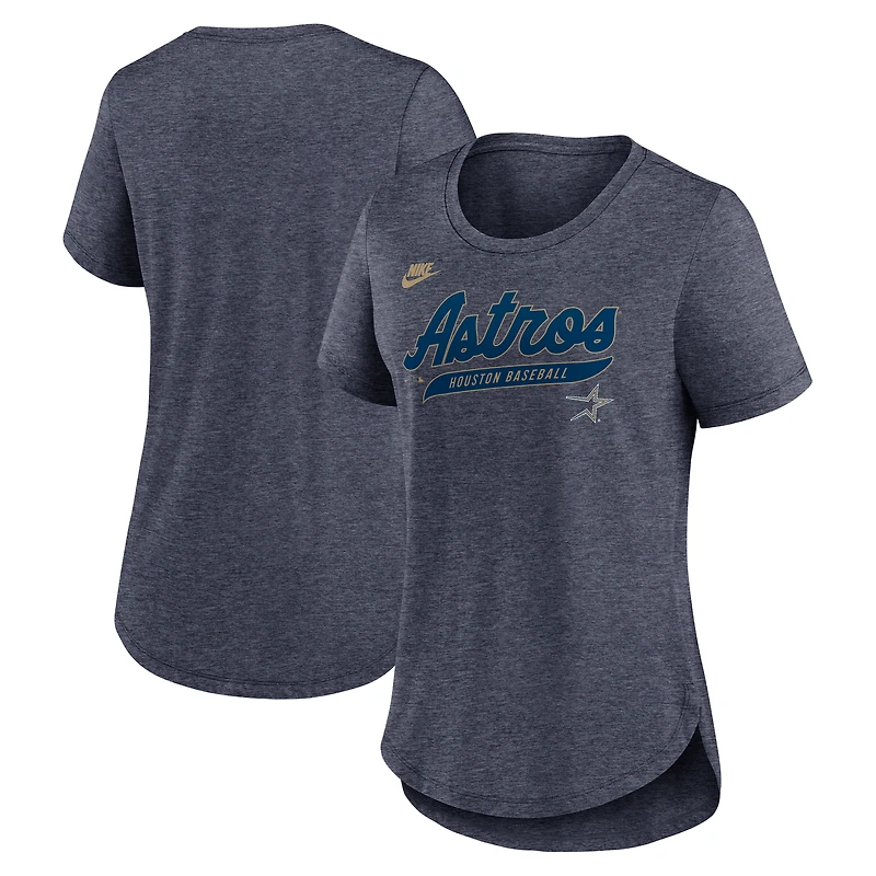 Women's Nike Heather Navy Houston Astros Cooperstown Collection Tri-Blend T-Shirt