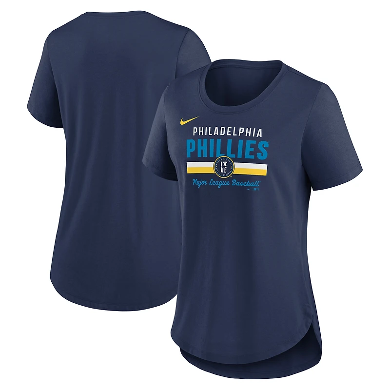 Women's Nike Navy Philadelphia Phillies City Connect Lockup Tri-Blend T-Shirt