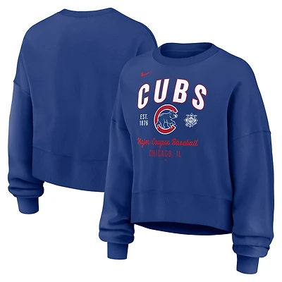 Women's Nike Royal Chicago Cubs Oversized High Hip Pullover Sweatshirt