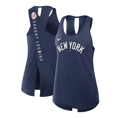 Women's Nike Navy New York Yankees Open-Back Crisscross Dri-FIT Tank Top