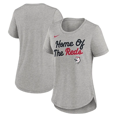 Women's Nike Heather Gray Cincinnati Reds Script Tri-Blend T-Shirt