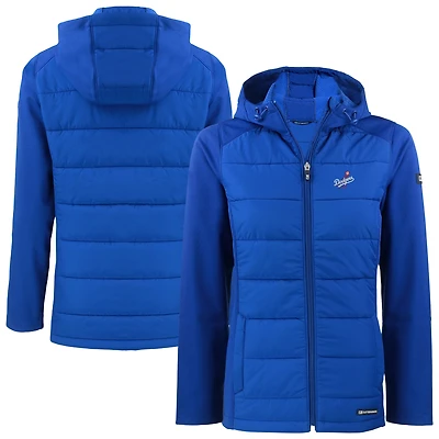 Women's Cutter & Buck Royal Los Angeles Dodgers  Evoke Hybrid Eco Softshell Recycled Full-Zip Hoodie Jacket