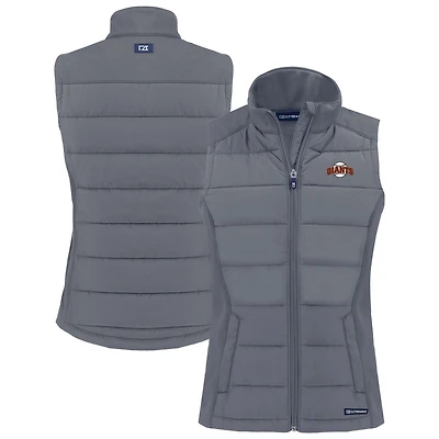 Women's Cutter & Buck  Charcoal San Francisco Giants  Evoke Hybrid Eco PrimaLoft Softshell Recycled Full-Zip Vest