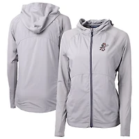 Women's Cutter & Buck Gray Cincinnati Reds Cooperstown Collection Adapt Eco Knit Hybrid Recycled Full-Zip Hoodie
