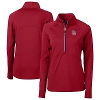 Women's Cutter & Buck Red San Diego Padres Americana DryTec Adapt Eco Knit Stretch Recycled Raglan Half-Zip Top