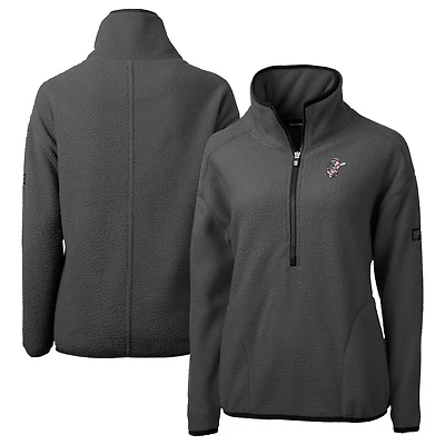 Women's Cutter & Buck Charcoal Cincinnati Reds Cooperstown Collection Cascade Eco Sherpa Fleece Half-Zip Pullover Jacket