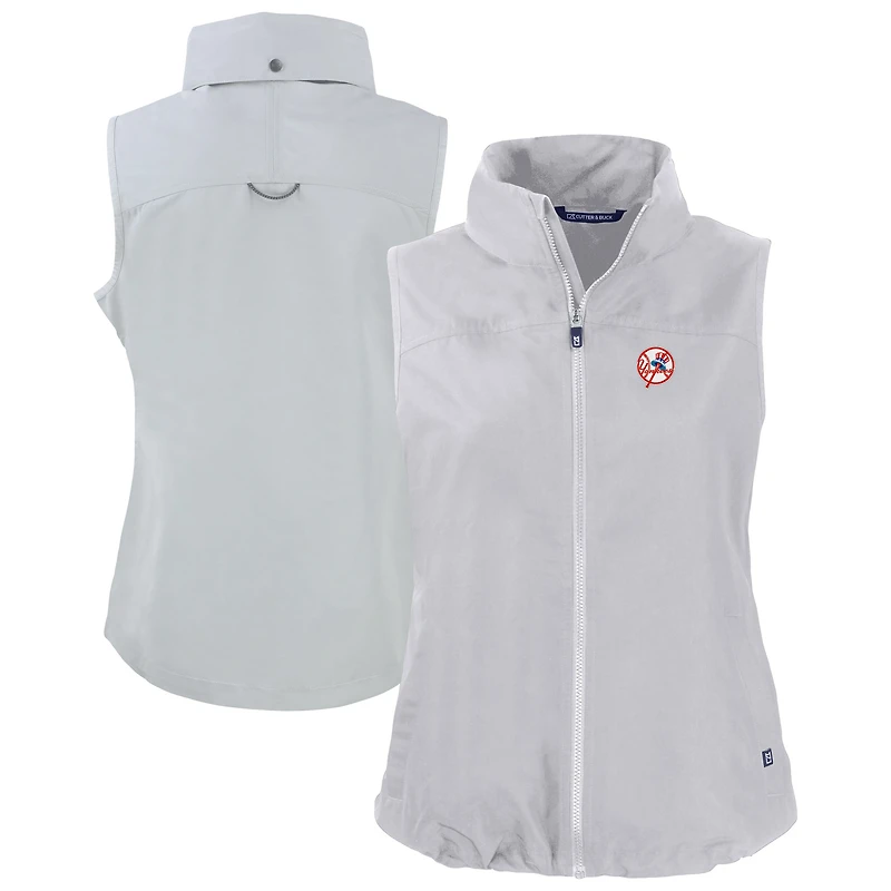 Women's Cutter & Buck Gray New York Yankees Cooperstown Collection Charter Eco Recycled Full-Zip Vest