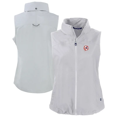 Women's Cutter & Buck Gray New York Yankees Cooperstown Collection Charter Eco Recycled Full-Zip Vest