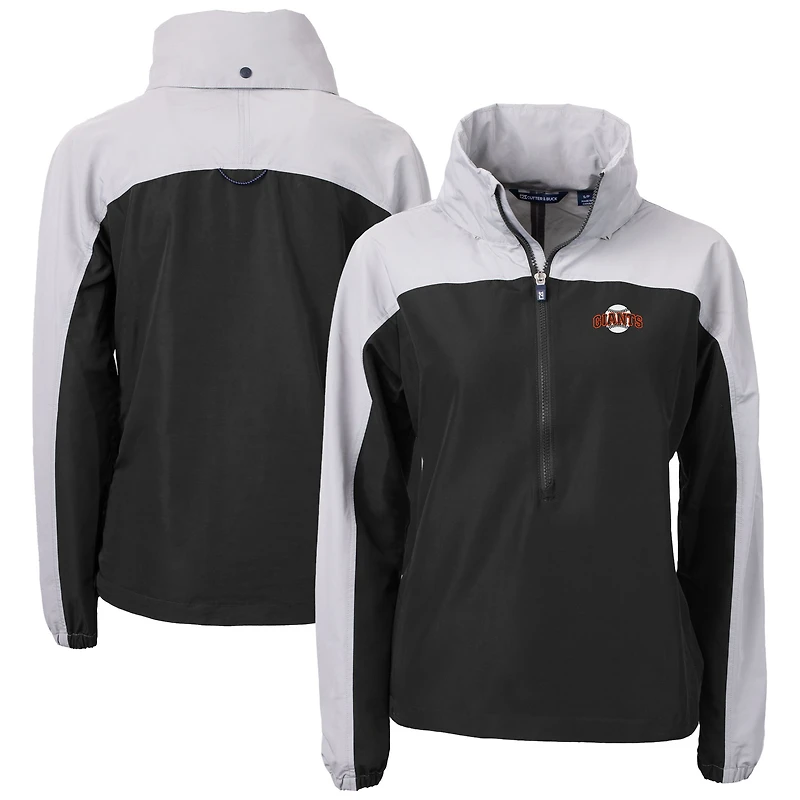 Women's Cutter & Buck Black San Francisco Giants Charter Eco Recycled Half-Zip Anorak Jacket