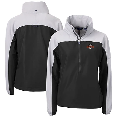 Women's Cutter & Buck Black San Francisco Giants Charter Eco Recycled Half-Zip Anorak Jacket