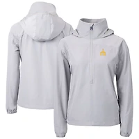Women's Cutter & Buck Gray Seattle Mariners  Charter Eco Recycled Half-Zip Anorak Jacket
