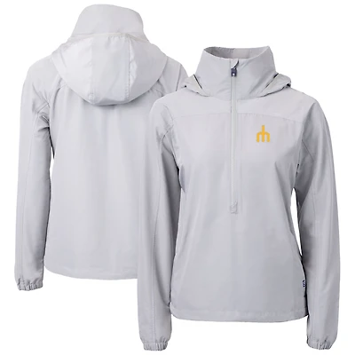 Women's Cutter & Buck Gray Seattle Mariners  Charter Eco Recycled Half-Zip Anorak Jacket