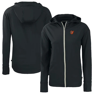 Women's Cutter & Buck Black Baltimore Orioles  Daybreak Eco Recycled Full-Zip Hoodie Jacket