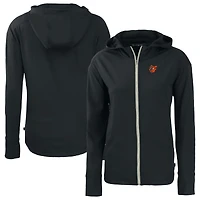 Women's Cutter & Buck Black Baltimore Orioles  Daybreak Eco Recycled Full-Zip Hoodie Jacket