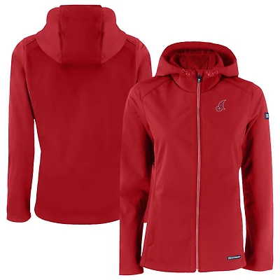 Women's Cutter & Buck Red Cleveland Indians Evoke Eco Softshell Recycled Full-Zip Jacket