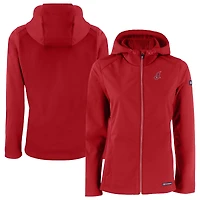 Women's Cutter & Buck Red Cleveland Indians Evoke Eco Softshell Recycled Full-Zip Jacket