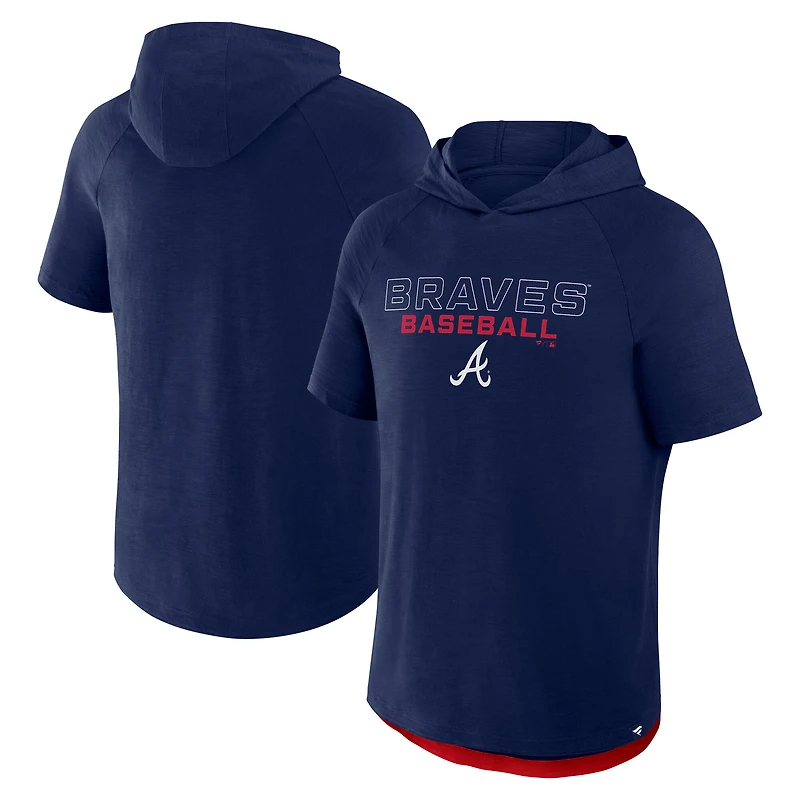 Men's Fanatics Navy Atlanta Braves Clubhouse Optimal Play Raglan Hoodie T-Shirt