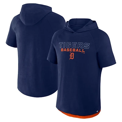 Men's Fanatics Navy Detroit Tigers Clubhouse Optimal Play Raglan Hoodie T-Shirt