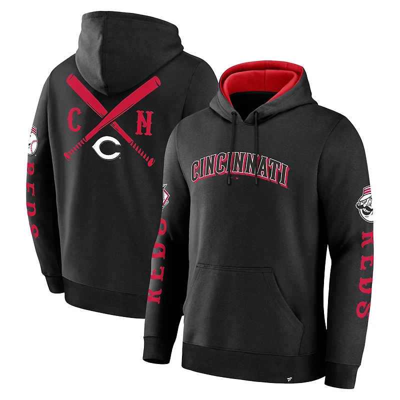 Men's Fanatics  Black Cincinnati Reds Big City Legacy Fleece Pullover Hoodie