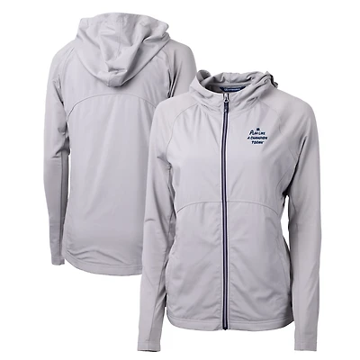 Women's Cutter & Buck Gray Notre Dame Fighting Irish Play Like A Champion Today Adapt Eco Knit Hybrid Recycled Raglan Full-Zip Jacket