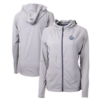 Women's Cutter & Buck Gray Notre Dame Fighting Irish Play Like A Champion Today Adapt Eco Knit Hybrid Recycled Raglan Full-Zip Jacket