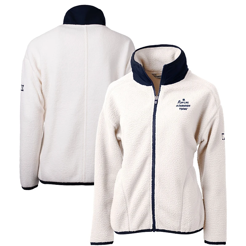 Women's Cutter & Buck  Oatmeal Notre Dame Fighting Irish Play Like A Champion Today Cascade Eco Sherpa Fleece Full-Zip Jacket