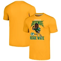 Unisex Homage Reggie White Gold Green Bay Packers Caricature Retired Player Tri-Blend T-Shirt