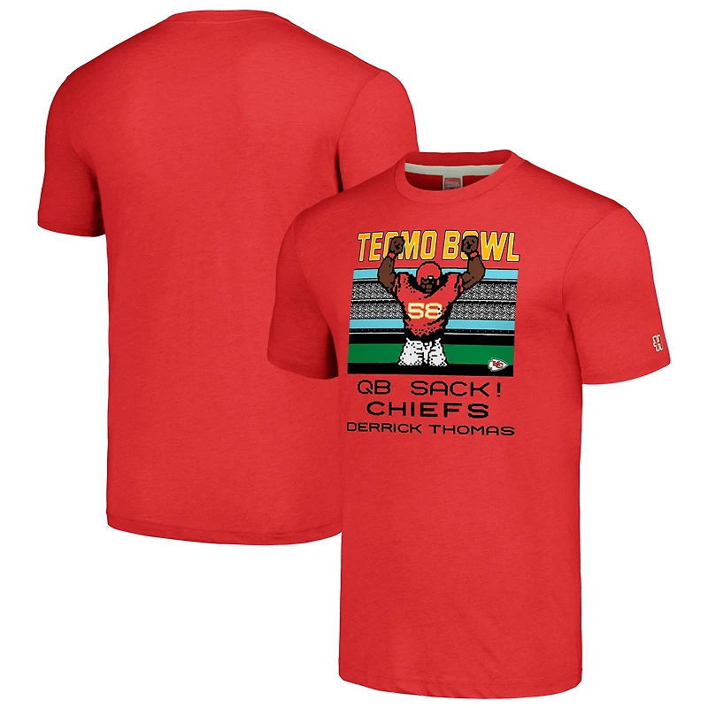 Unisex Homage Derrick Thomas Red Kansas City Chiefs Tecmo Bowl Retired Player Graphic Tri-Blend T-Shirt