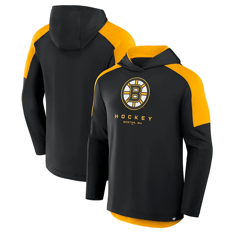 Men's Fanatics Black Boston Bruins Meta Game Transitional Pullover Hoodie