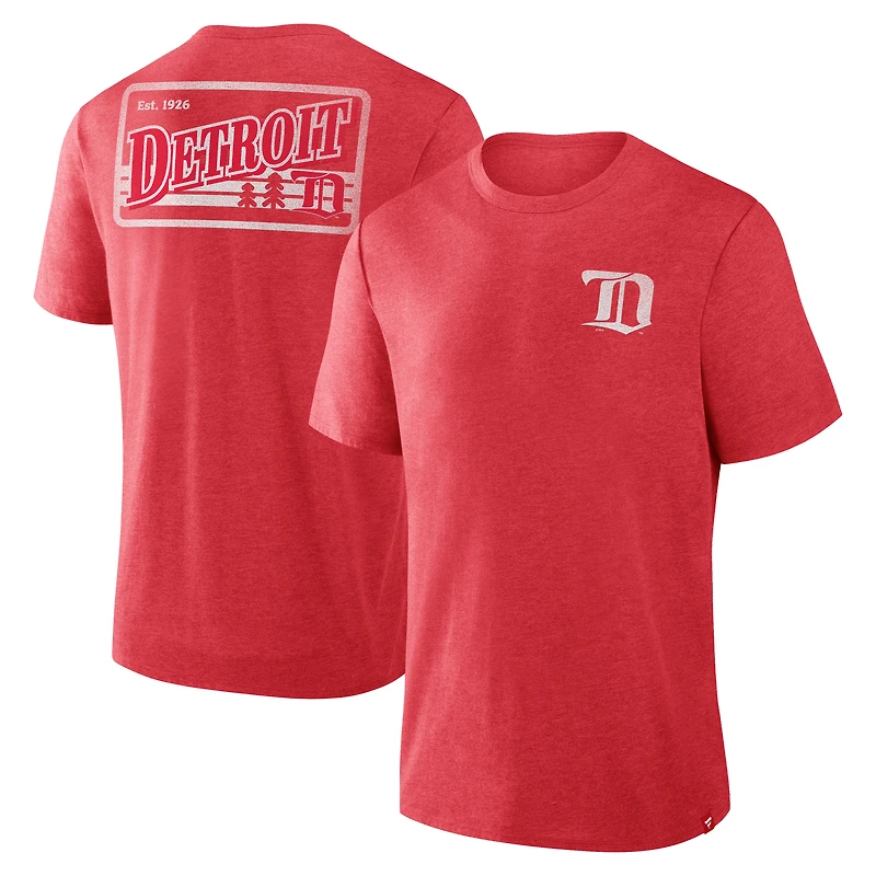 Men's Fanatics Heather Red Detroit Red Wings Fan Lanes Tri-Blend T-Shirt