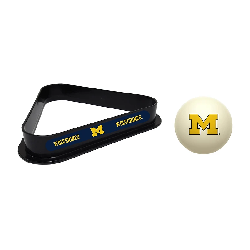 Imperial Michigan Wolverines Cue Ball & Rack Set