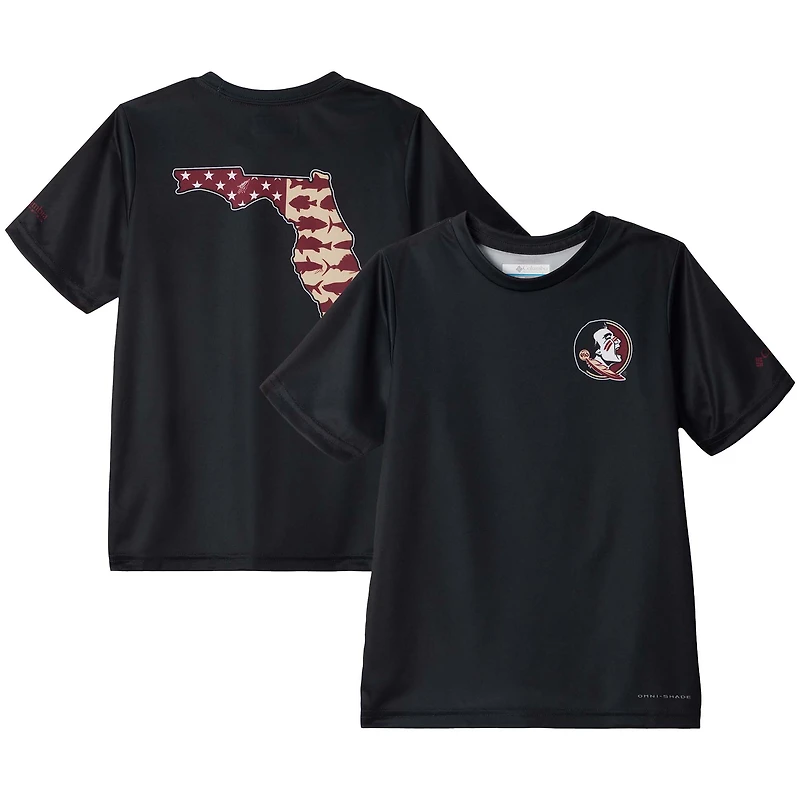 Youth Columbia Black Florida State Seminoles Terminal Tackle Omni-Shade T-Shirt