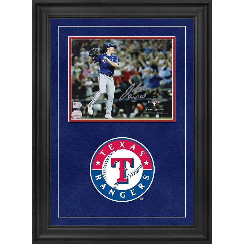 Josh Sborz Texas Rangers Autographed 2023 World Series Champions Deluxe Framed 8" x 10" Final Out Photograph with "Final Out" Inscription
