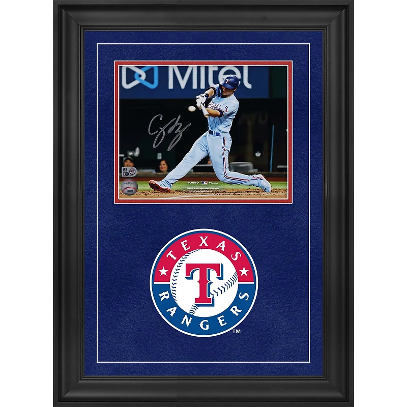 Corey Seager Texas Rangers Autographed Deluxe Framed 8" x 10" Light Blue Jersey Swing Photograph
