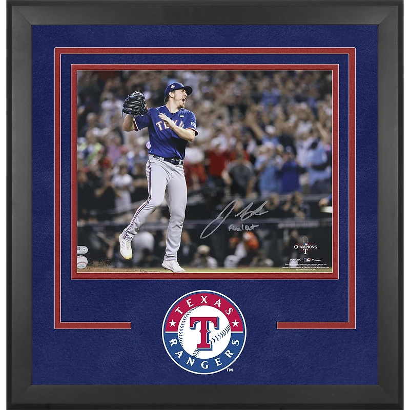 Josh Sborz Texas Rangers Autographed 2023 World Series Champions Deluxe Framed 16" x 20" Final Out Photograph with "Final Out" Inscription