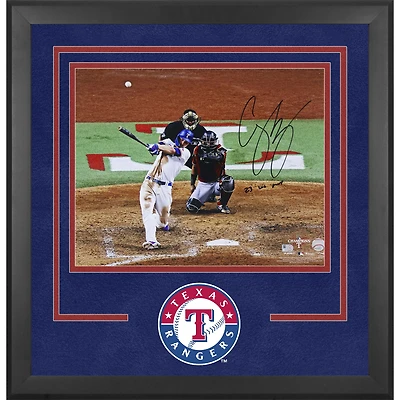 Corey Seager Texas Rangers Autographed 2023 World Series Champions Deluxe Framed 16" x 20" Hitting Spotlight Photograph with "23 WS MVP" Inscription