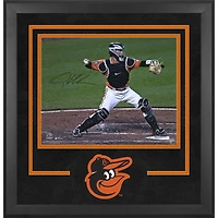 Adley Rutschman Baltimore Orioles Autographed Deluxe Framed 16" x 20" Debut Catching Photograph