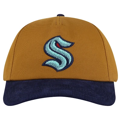 Men's American Needle  Tan/Deep Sea Blue Seattle Kraken Burnett Adjustable Hat