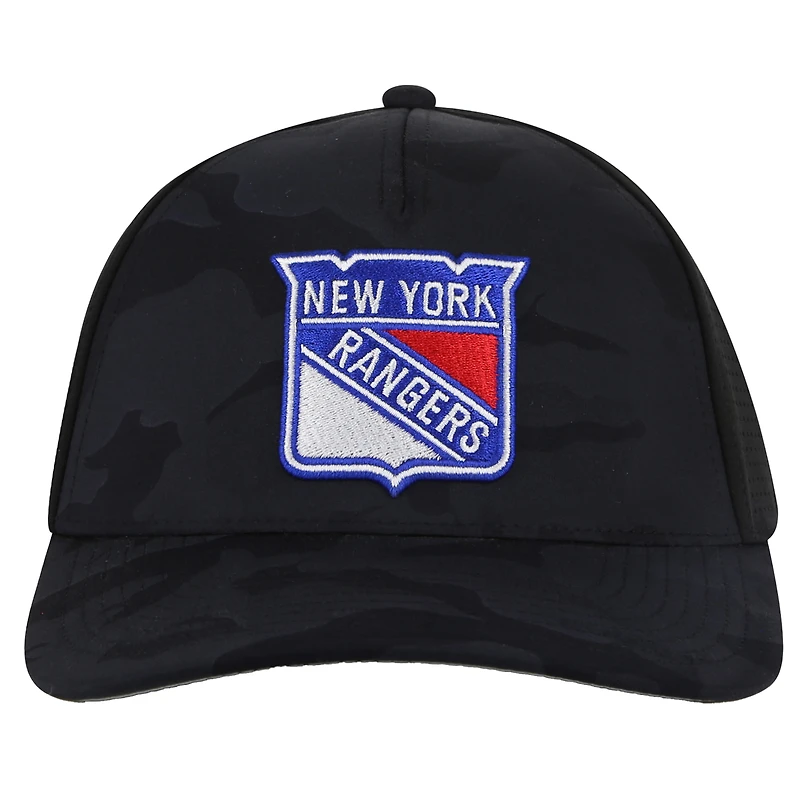 Men's American Needle Black New York Rangers Valin Camo Super Tech Vented Adjustable Hat
