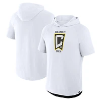 Men's Fanatics White Columbus Crew Hat Trick Stadium Slub Raglan Short Sleeve Pullover Hoodie