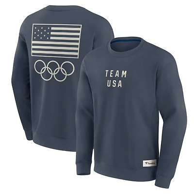 Men's Fanatics  Navy Team USA Elements Fleece Pullover Sweatshirt