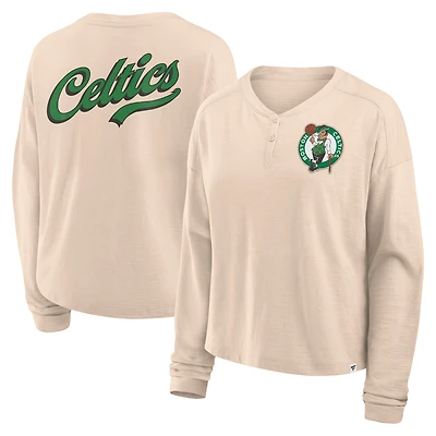 Women's Fanatics Natural Boston Celtics Boxed Out Drop Fashion Long Sleeve T-Shirt
