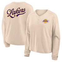 Women's Fanatics Natural Los Angeles Lakers Boxed Out Drop Fashion Long Sleeve T-Shirt