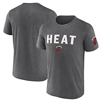 Men's Logo Athletic Heather Charcoal Miami Heat Block Practice Performance T-Shirt