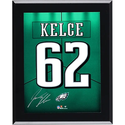 Jason Kelce Philadelphia Eagles Autographed 10.5" x 13" Throwback Kelly Green Jersey Sublimated Player Plaque
