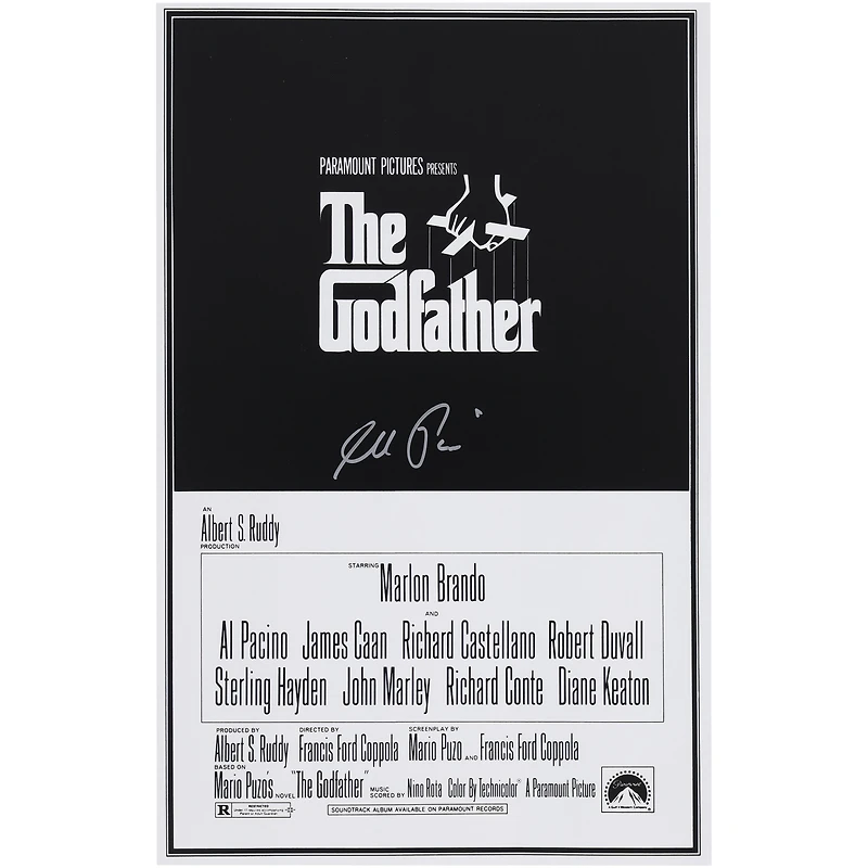 Al Pacino The Godfather Autographed 11" x 17" Movie Poster
