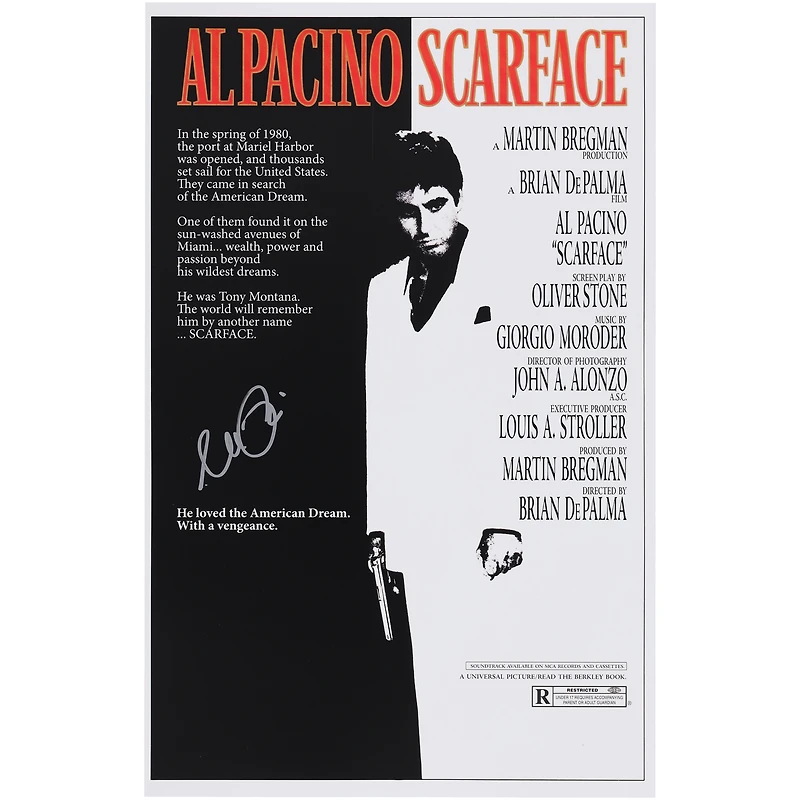 Al Pacino Scarface Autographed 11" x 17" Movie Poster