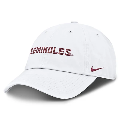 Men's Nike White Florida State Seminoles Core Club Mascot Wordmark Adjustable Hat