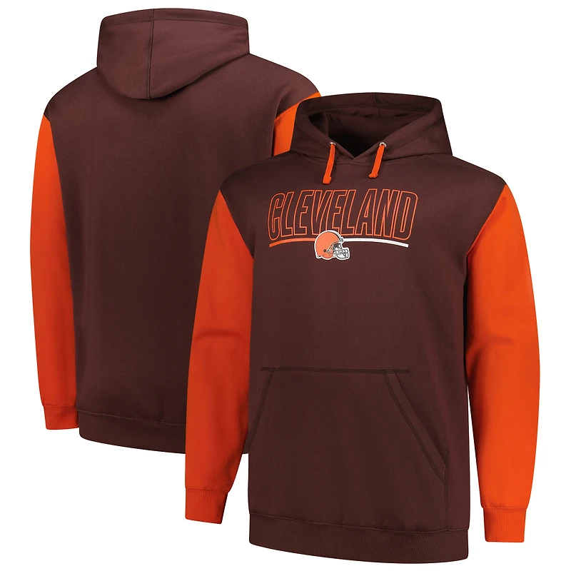 Men's Fanatics Brown Cleveland Browns Big & Tall Outline Pullover Hoodie